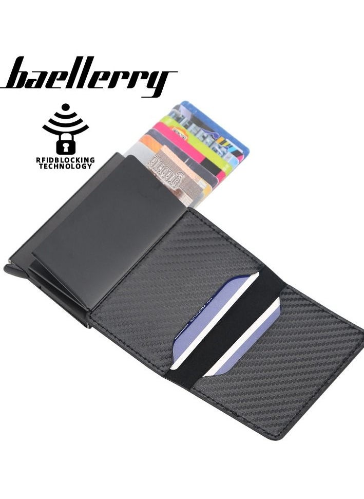 baellerry New Fashion RFID Blocking Auto Pop-up Card Slots  Unisex Wallet with Aluminum Alloy Money Clip  - Image 5