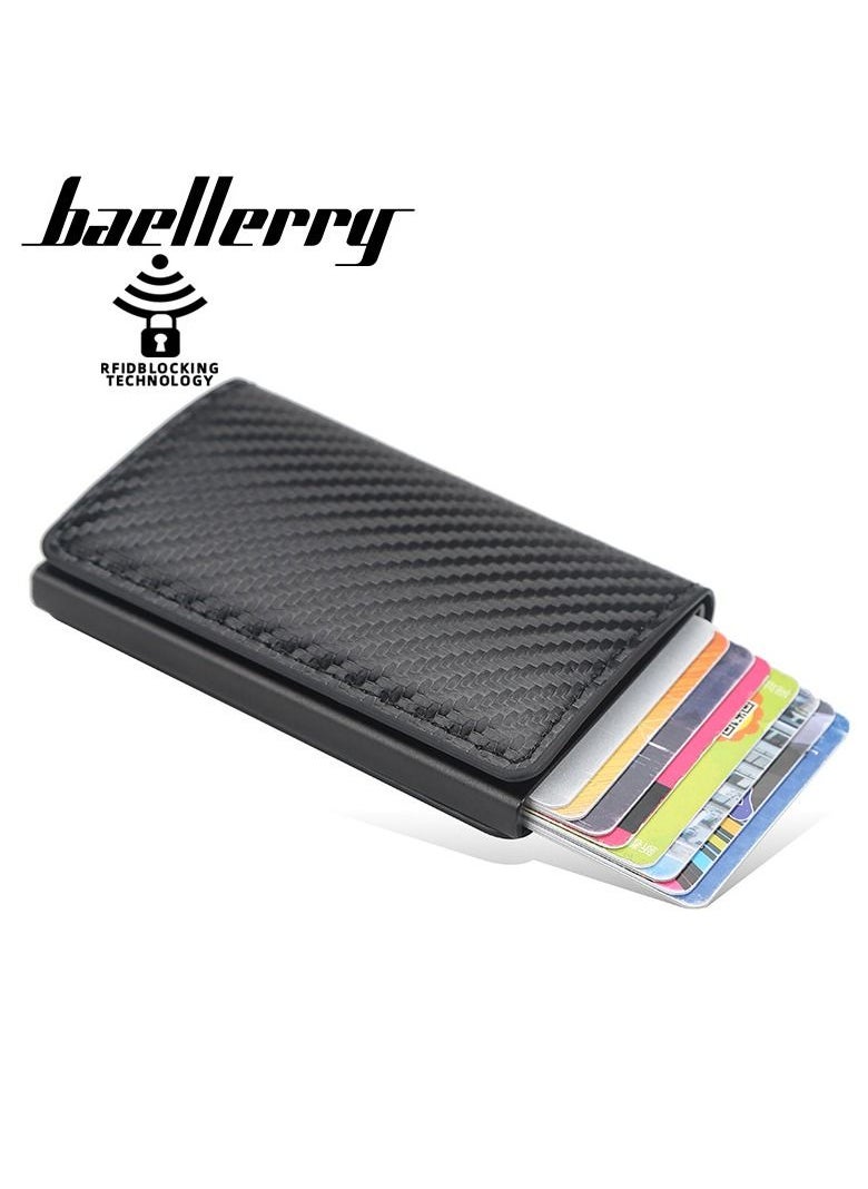 baellerry New Fashion RFID Blocking Auto Pop-up Card Slots  Unisex Wallet with Aluminum Alloy Money Clip  - Image 4
