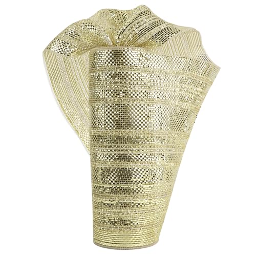 HUIHUANG Champagne Deco Mesh 10 inch Rolls Metallic Decorative Mesh with Gold Tinsel Champagne Gold Mesh Ribbon for Christmas Tree Garlands Gift Wrapping Wreath Supplies Bows10 Yards - Image 1