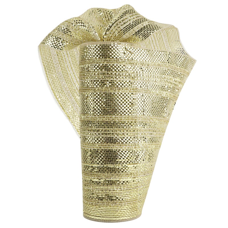 HUIHUANG Champagne Deco Mesh 10 inch Rolls Metallic Decorative Mesh with Gold Tinsel Champagne Gold Mesh Ribbon for Christmas Tree Garlands Gift Wrapping Wreath Supplies Bows10 Yards - Image 3