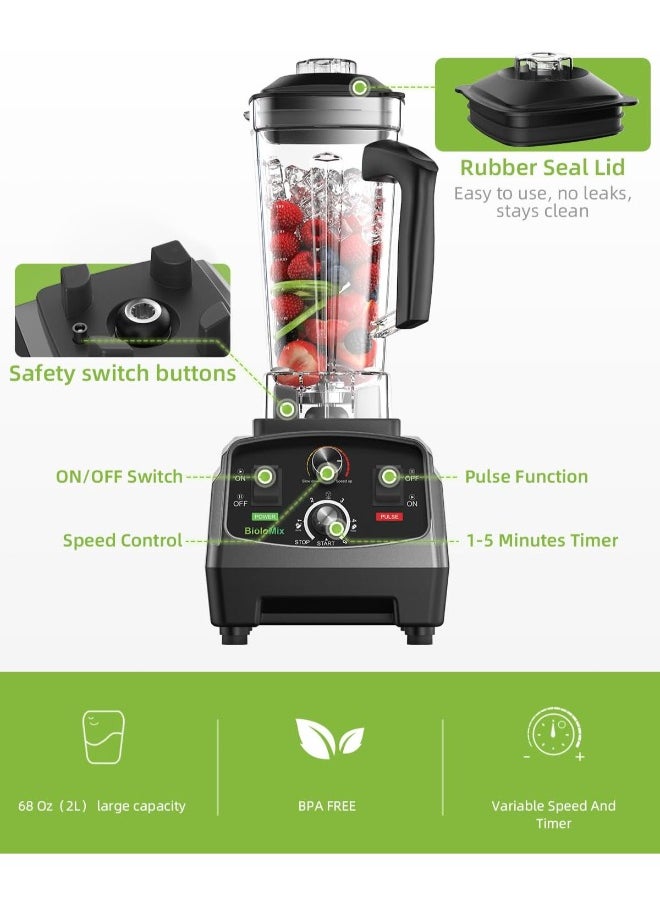 Biolomix - BioloMix Professional Blender,Smoothie Blender,Blender for Kitchen with 2200-Watt Motor,T5200 - Image 1