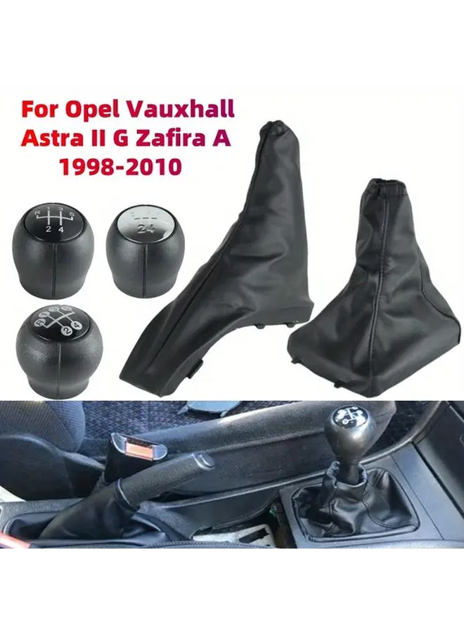 2Pcs Car Gear Shift Knob Gaiter Boot Cover And Handbrake Case Set 5 Speed - Image 1
