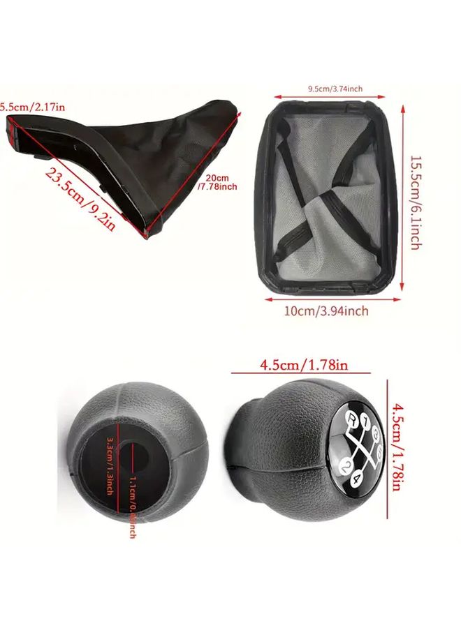 2Pcs Car Gear Shift Knob Gaiter Boot Cover And Handbrake Case Set 5 Speed - Image 2