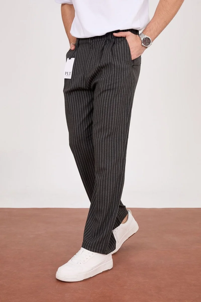 Cool Tarz Cool Style Pinstripe Baggy Fabric Trousers