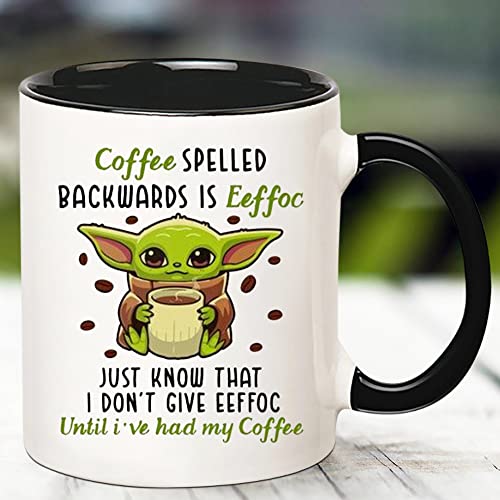 Fonhark - Alien Mug, Coffee Spelled Backwards is Eeffoc, Just Know That I Don't Give Eeffoc Until I've Had My Coffee, 11 Oz Novelty Coffee Mug/Cup - Image 3