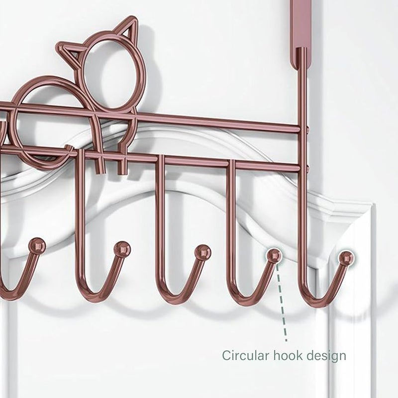 خطاف باب متعدد الأغراض بموضوع القطط، حامل مناشف مثبت على الحائط، منظف منزلي، اللون F - Image 4