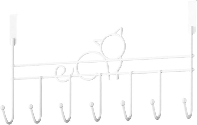 خطاف باب متعدد الأغراض بموضوع القطط، حامل مناشف مثبت على الحائط، منظف منزلي، اللون F - Image 1