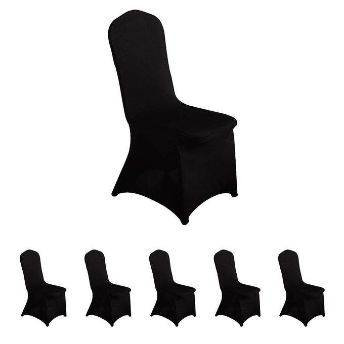 6pcs Spandex Chair Cover Stretch Slipcovers for Wedding Party Dining Banquet Chair Decoration Covers Black 6