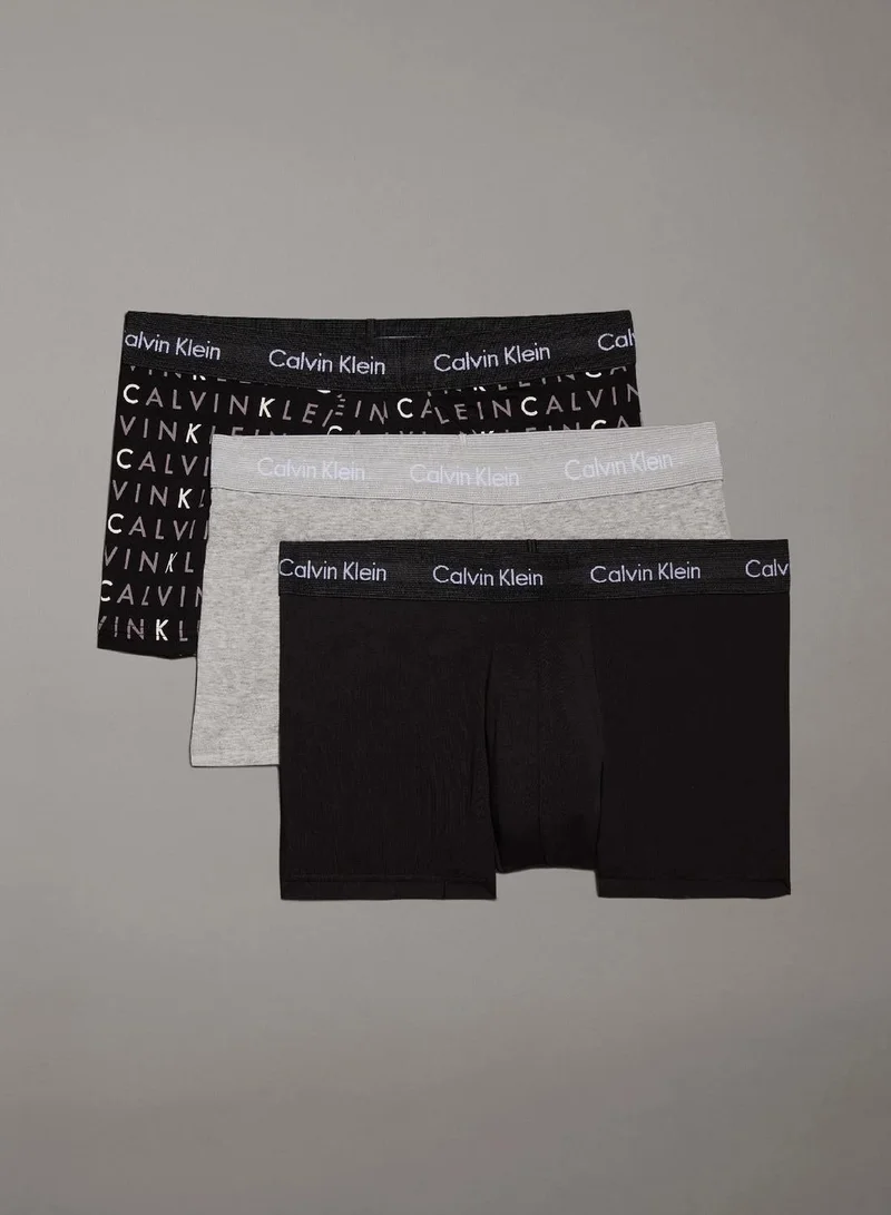 3 Pack Low Rise Trunks - Cotton Stretch