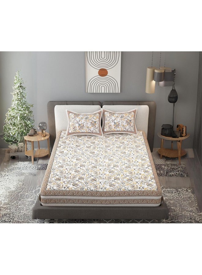 EasyGoods® 240 TC Pure Cotton Bedsheet for Double Bed, King & Queen Size Bed, Jaipuri Rajasthani Design with 2 Pillow Covers, Extra Soft & Wrinkle Free, 90 x 103 inches, Brown (Monarch04) - Image 3