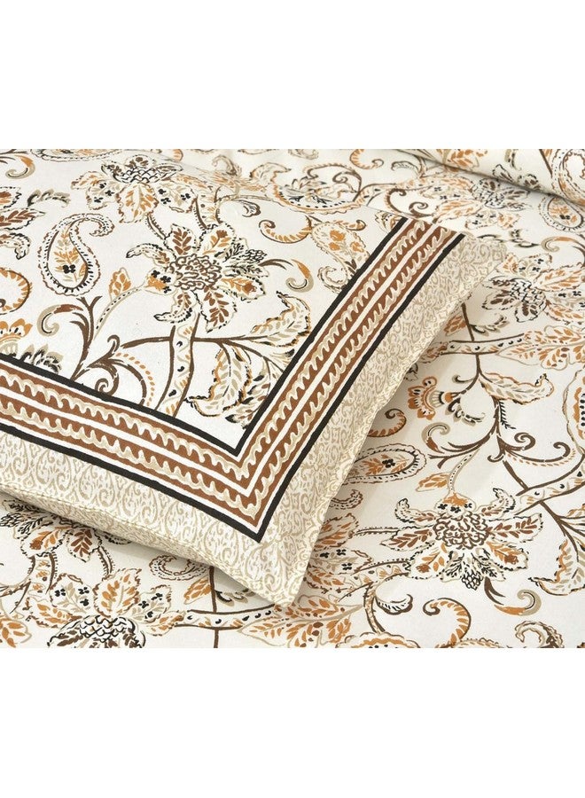EasyGoods® 240 TC Pure Cotton Bedsheet for Double Bed, King & Queen Size Bed, Jaipuri Rajasthani Design with 2 Pillow Covers, Extra Soft & Wrinkle Free, 90 x 103 inches, Brown (Monarch04) - Image 1