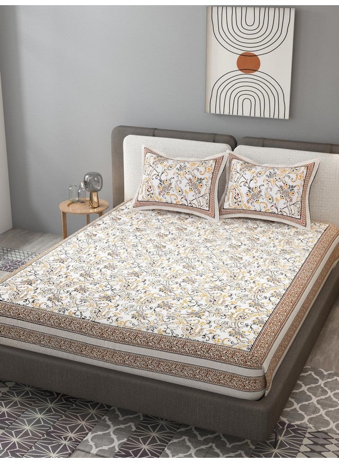 EasyGoods® 240 TC Pure Cotton Bedsheet for Double Bed, King & Queen Size Bed, Jaipuri Rajasthani Design with 2 Pillow Covers, Extra Soft & Wrinkle Free, 90 x 103 inches, Brown (Monarch04) - Image 2