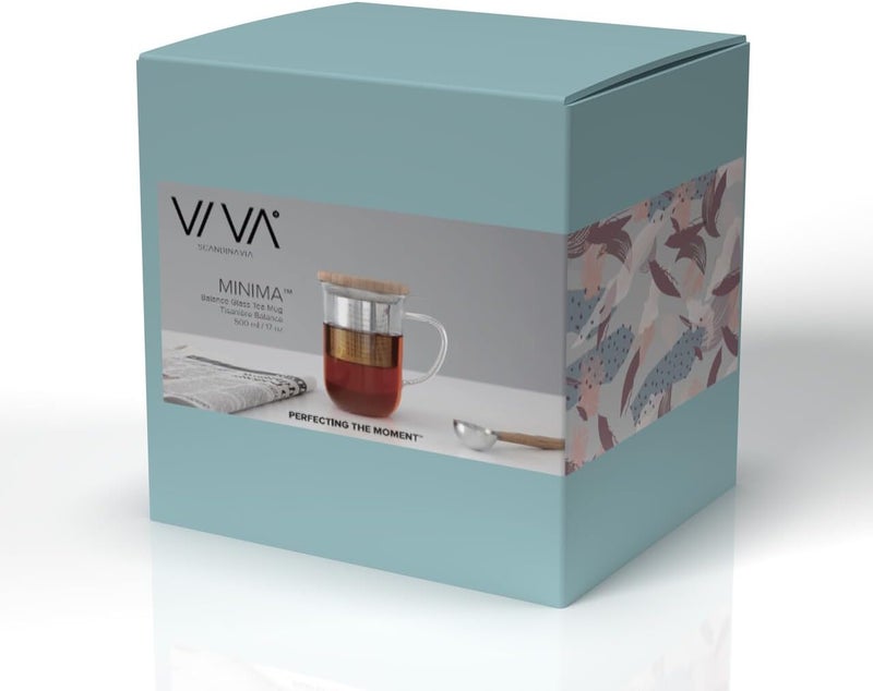 VIVA Scandinavia VIVA Minima Balance Glass Infuser Tea Cup  17 oz  500 ml Mug with Stainless Steel Infusion Mesh and Bamboo Wood Lid - Image 4