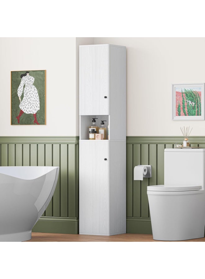 Chogori 6-Tier Tall Skinny Cabinet with 2 Doors, 64" Narrow Storage Cabinet with Adjustable Shelves, for Small Spaces, Bathroom, Kitchen, Hallway, Anti-Tip Kit Included, White - Image 1