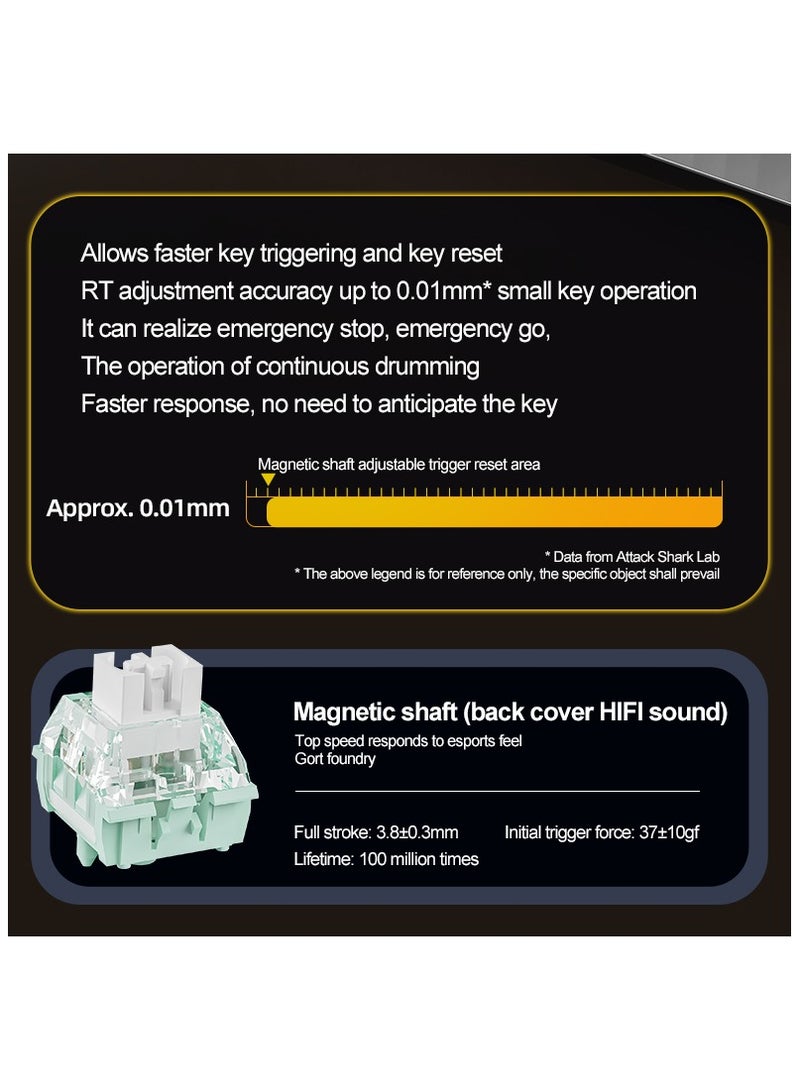 Attack Shark X68HE Wired Magnetic Gaming Keyboard, 0.01mm Adjustable Actuation, 8kHz Polling Rate, RGB Backlight, Side-Printed PBT Keycaps, 100M Lifespan Hall Effect Switches, 65% Layout (Moon Night Black) - Image 4