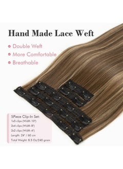 Clip In Hair Extensions, Hair Extensions Thick Long Lace Weft Lightweight Synthetic Hairpieces For Women (24 Inch-240 Gram(Pack Of 5), Chocolate Brown With Golden Blonde Highlights) - pzsku/Z7B1DD021C546E091B7B6Z/45/_/1733730185/add71577-95b1-470f-92d7-6668b5e54501