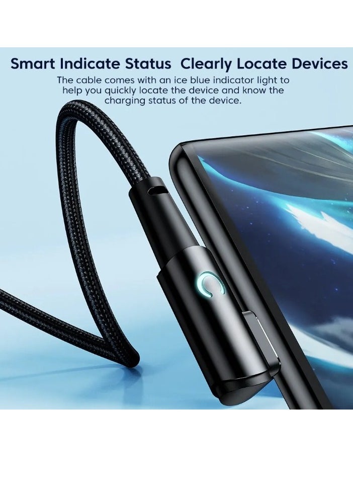 toocki USB C Charging Cable, 5A Current Fast Charging USB C To USB C Cable With 90 Degree Angle, Portable And Flexible Charging Data Cable Wire For For Most Of The Mobile Phones, (60W, 3m Black)  - Image 3
