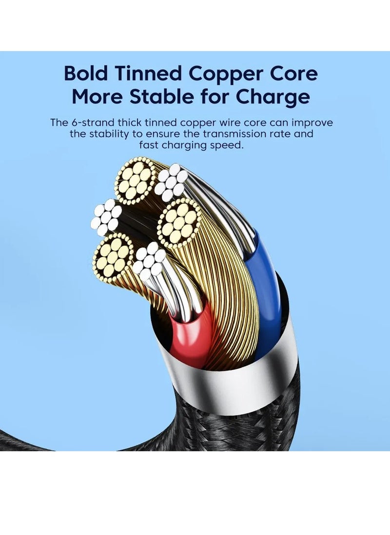 toocki USB C Charging Cable, 5A Current Fast Charging USB C To USB C Cable With 90 Degree Angle, Portable And Flexible Charging Data Cable Wire For For Most Of The Mobile Phones, (60W, 3m Black)  - Image 2