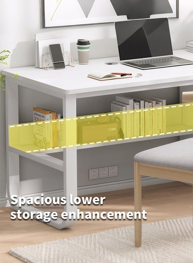 DESINO Computer Desk with 3 Drawers, 120x50cm Home Office Desks and Industrial PC Desk with Storage, Rustic Study Writing Table Workstation for Small, White - Image 5