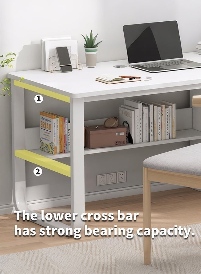 DESINO Computer Desk with 3 Drawers, 120x50cm Home Office Desks and Industrial PC Desk with Storage, Rustic Study Writing Table Workstation for Small, White - Image 4