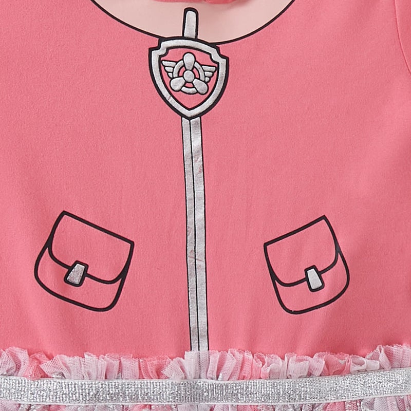 Paw Patrol Nickelodeon Girls Cosplay Hooded Tulle Dress with Ears for Infant, Toddler and Big Kids - Image 4