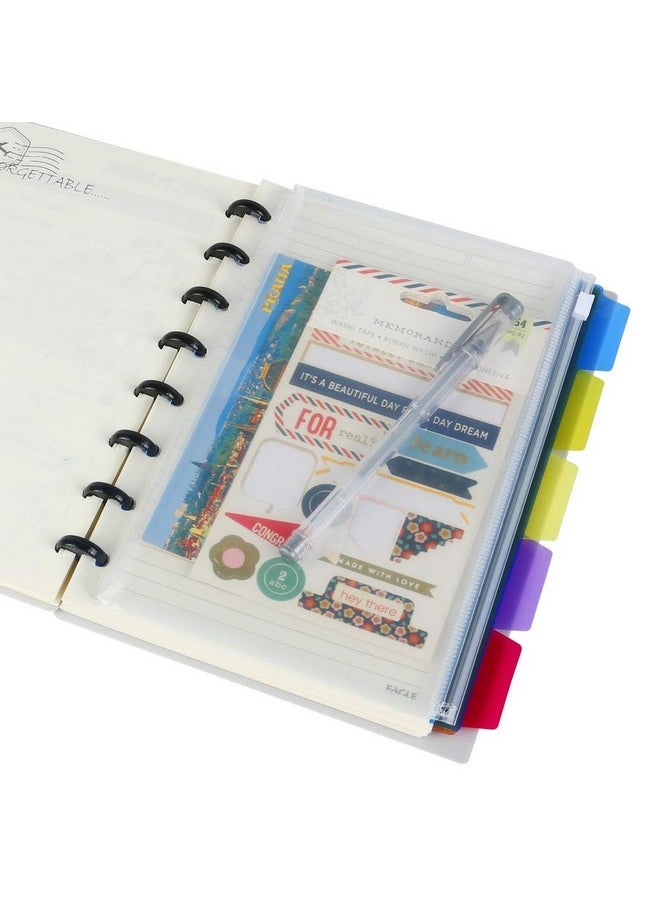 Eagle Plastic Index 5Tab Dividers Discbound Tab Dividers Plus 1 Plastic Zipper Bag Junior Size For Discbound Planners Or Notebooks  - Image 3