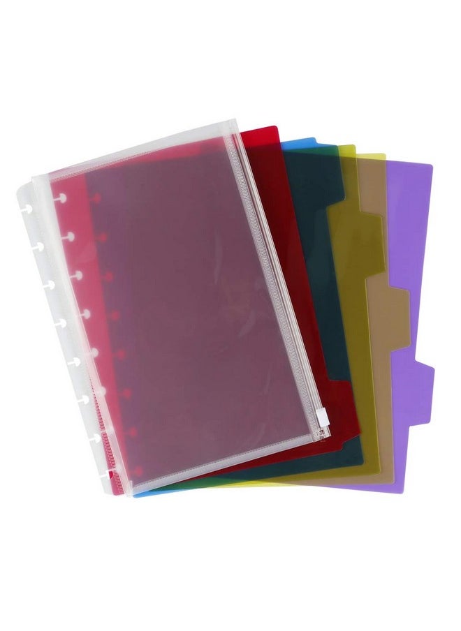 Eagle Plastic Index 5Tab Dividers Discbound Tab Dividers Plus 1 Plastic Zipper Bag Junior Size For Discbound Planners Or Notebooks  - Image 1