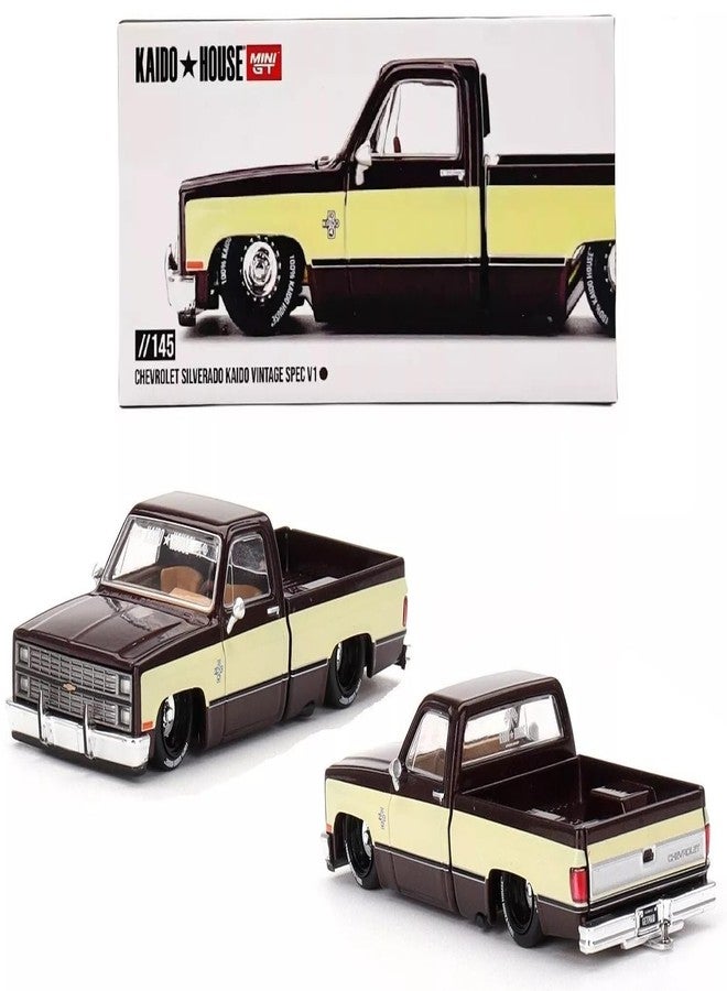Mini GT TSMMODEL Diecast Model car in Compatible with Silverado Kaido Vintage Spec V1, Two Tone: Brown & Cream 1/64 (3 inches) Scale, Die-Cast Toy Pickup Truck by Kaido House - Image 2