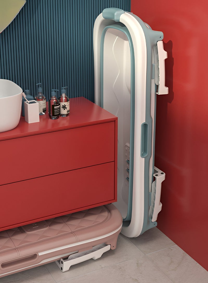 تايمي حوض استحمام كبير قابل للطي 152X62X50 سم للبالغين والأطفال، حوض استحمام محمول سهل التخزين، تصميم عملي وموفر للمساحة - أزرق  - Image 4