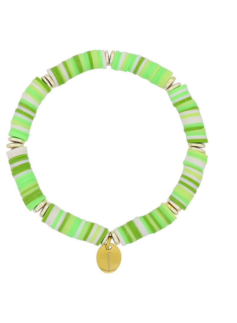 Fashionbox Aurelia Surfer Bracelet Multi Green Gold Plated
