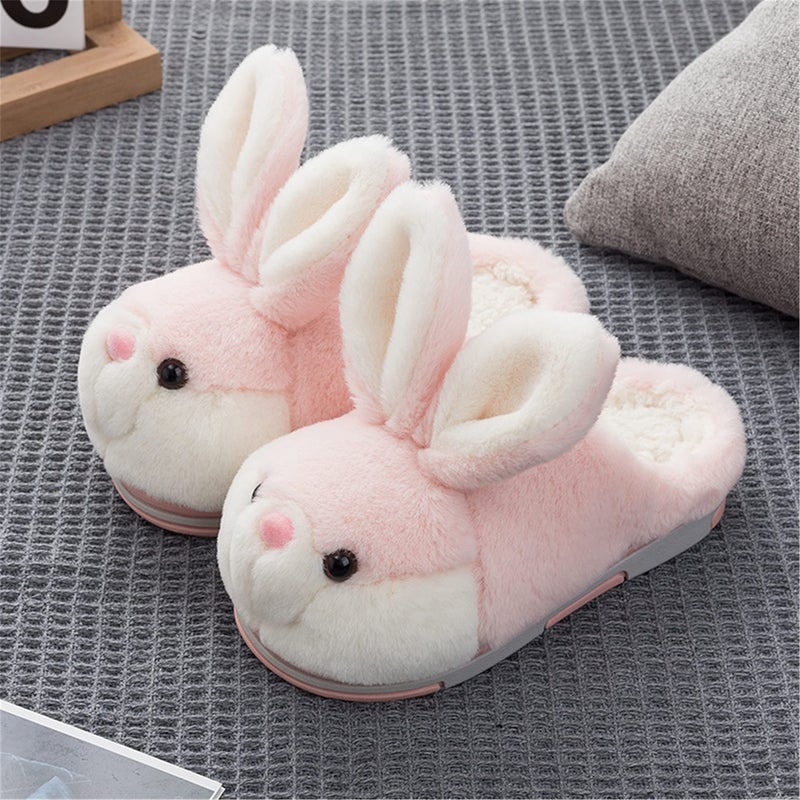 YILANLAN Women's Cute Bunny Animals Slippers Interesting Comfortable Furry Slippers Soft Plush Winter season Keep warm Home Slippers (8.5/9, Pink slipper, numeric_8_point_5) - Image 3