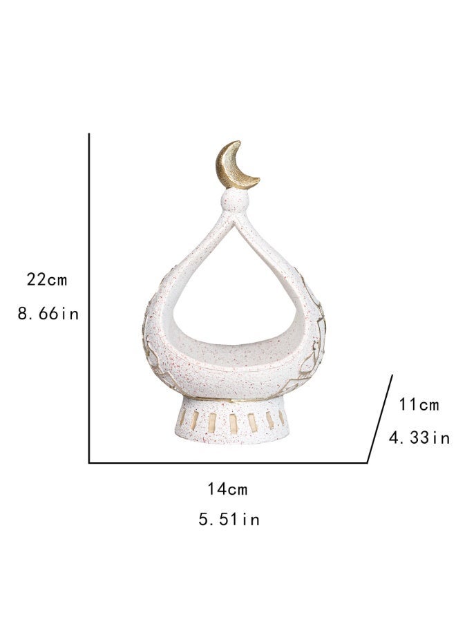 Decorative White Ceramic Moon Accessory Holder with Gold Accent, 8.66 x 5.51 Inches - Image 3