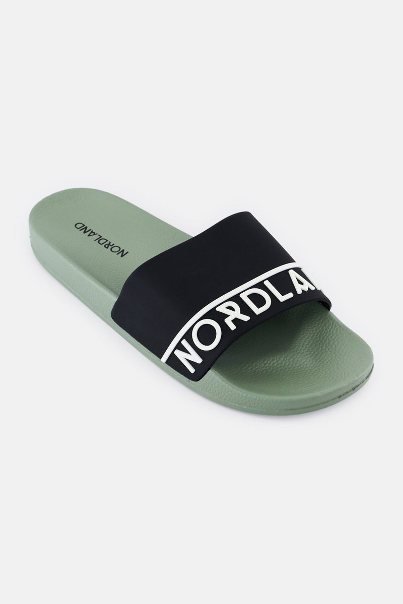 Nordland Men Brand Logo Slip On Slides, Black  - Image 1