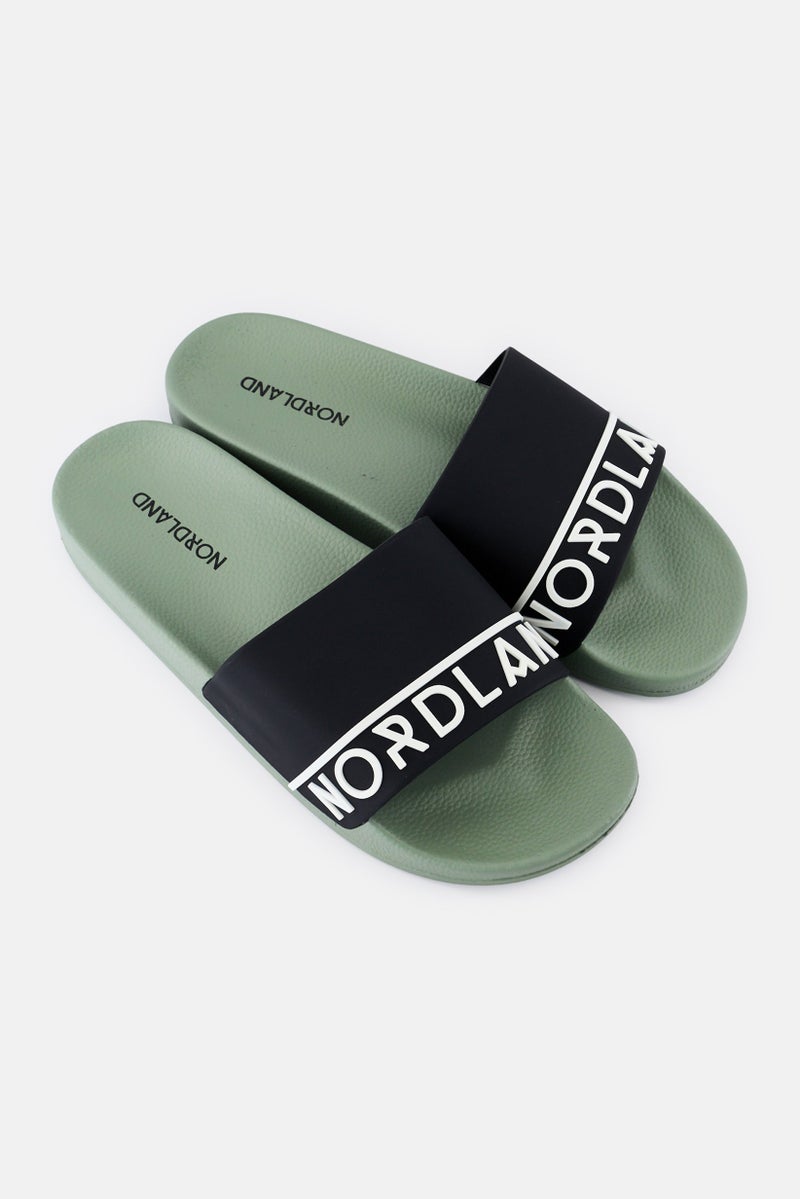 Nordland Men Brand Logo Slip On Slides, Black  - Image 2