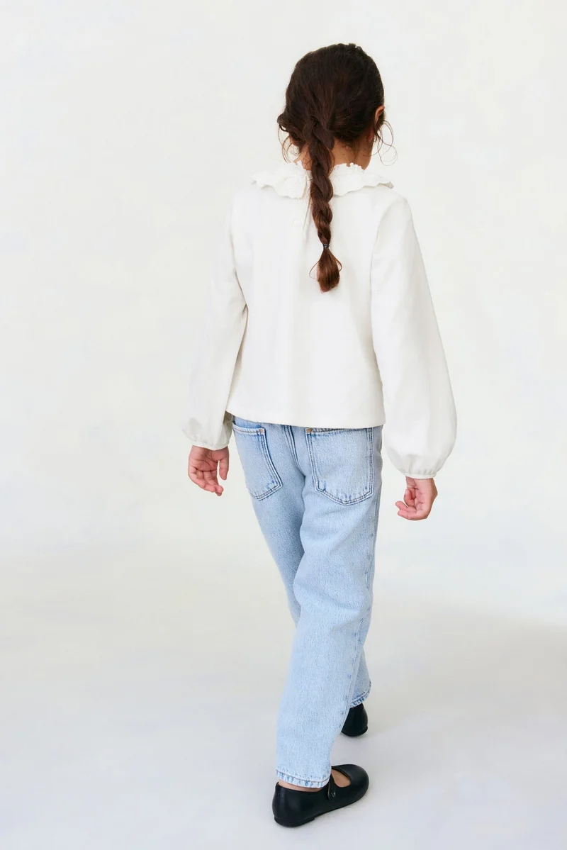 اتش اند ام بلوزة قطنية بقبة عالية