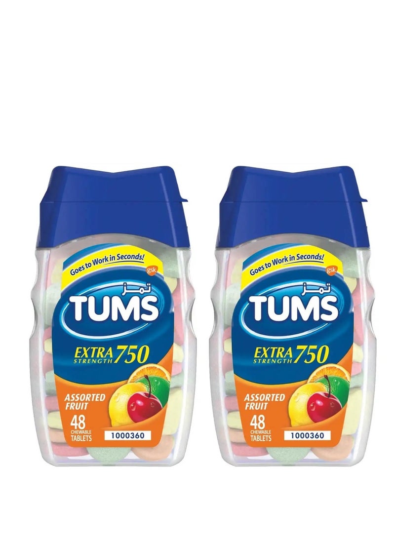 TUMS Tums Pack Of 2 Extra Strength 750mg 48 Chewable Tablets  - Image 1