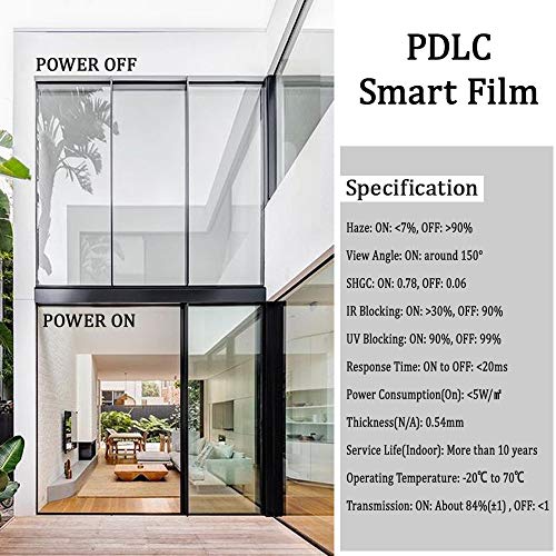 SW PDLC Switchable Smart Film Electric Smart Glass Film Adhesive All Day Privacy Protection Window Sticker, 6Inch x 12Inch - Image 2