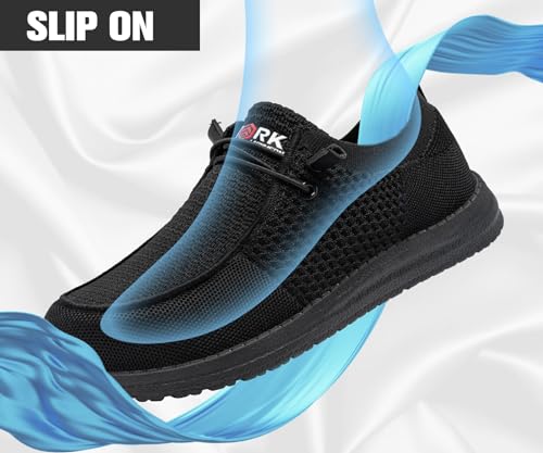 LARNMERN Slip On Steel Toe Shoes Men Lightweight Comfortable Lounging Walking Sneakers Safety Work Steel Toe Loafers(8.5 Wide Men, Black) - Image 5