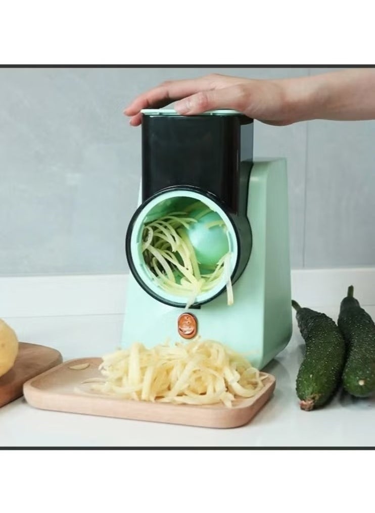 Denx - DX2042 - Electric Vegetable Cutter , Electric Cheese Grater Detachable Cheese Shredder with 3 Blades USB Rechargeable Vegetable Chopper Professional Multipurpose Electric Slicer for Meat Fruit Vegetable - Image 1