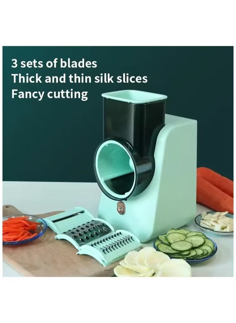 Denx - DX2042 - Electric Vegetable Cutter , Electric Cheese Grater Detachable Cheese Shredder with 3 Blades USB Rechargeable Vegetable Chopper Professional Multipurpose Electric Slicer for Meat Fruit Vegetable - Image 1