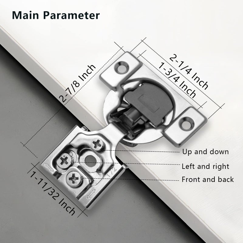 Redunest Redunest 1/2 Inch Overlay Soft Close Cabinet Hinges, 10 Pack Slow Soft Close Hinges for Kitchen Cabinets Satin Nickel Hidden Self Closing Kitchen Cabinet Hinges  - Image 5