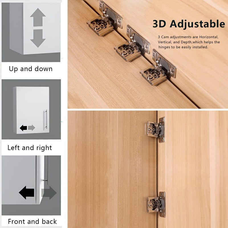 Redunest Redunest 1/2 Inch Overlay Soft Close Cabinet Hinges, 10 Pack Slow Soft Close Hinges for Kitchen Cabinets Satin Nickel Hidden Self Closing Kitchen Cabinet Hinges  - Image 4