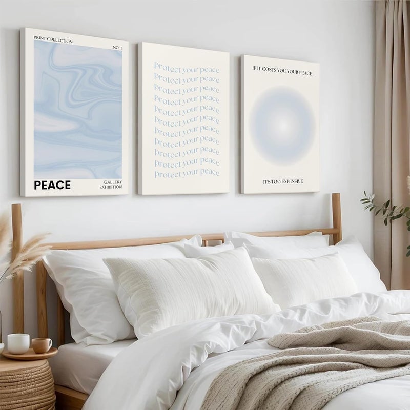 Youillne Blue Aura Wall Art Decor - Set of 3 Framed Prints - Image 5