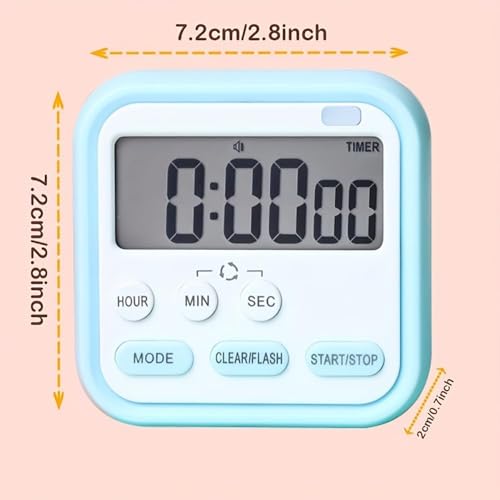 WE-CEF Timer Alarm Clocks Manual Countdown Clock Time Clock Alarms Wind up Kitchen Digital Clock Silent Alarm Clock Digital Alarm Clock Silent Clock Student Abs LCD Screen (Blue 1 PCs) - Image 5