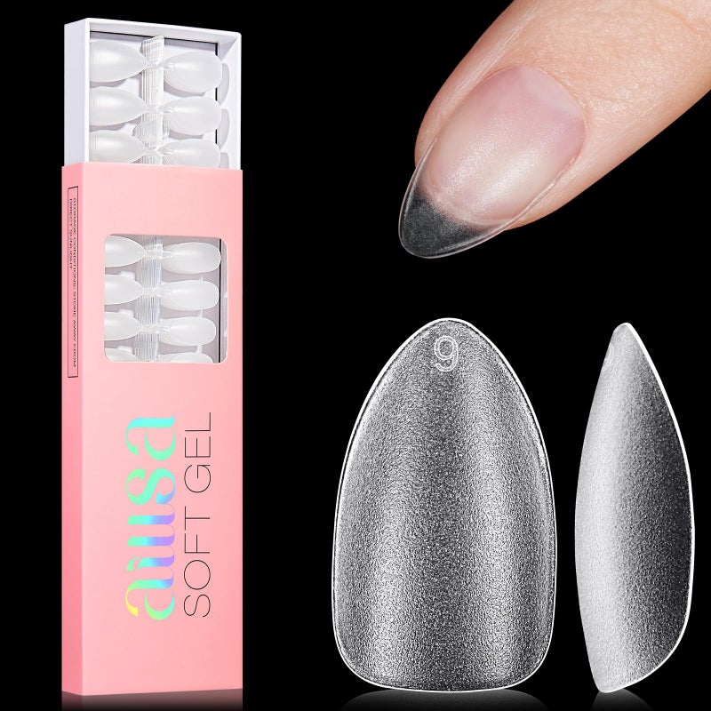 AILLSA Short Almond Nail Tips  Upgraded Matte Gel Nail Tip No Filed Preshaped Soft Full Cover Short Almond Nails Clear Acrylic False Gelly Nails Tips for Soak Off Nail Extensions 240 PCS 15 Sizes