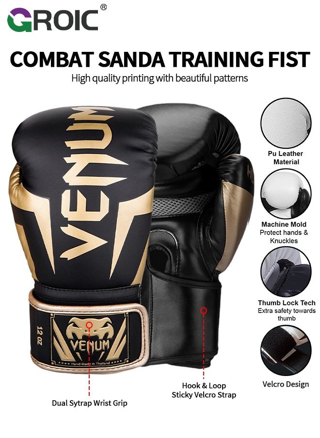 12OZ Boxing Gloves PU Leather, Muay Thai Kickboxing MMA Sparring Training, Advanced TAKKA Closure, Padding, Punch Bags Speed Ball Focus Pads Workout(Black) - pzsku/Z7B1E72B437F0E62A23D7Z/45/_/1715323775/0ea7ed2b-a9ad-4102-97b4-b115cf781004