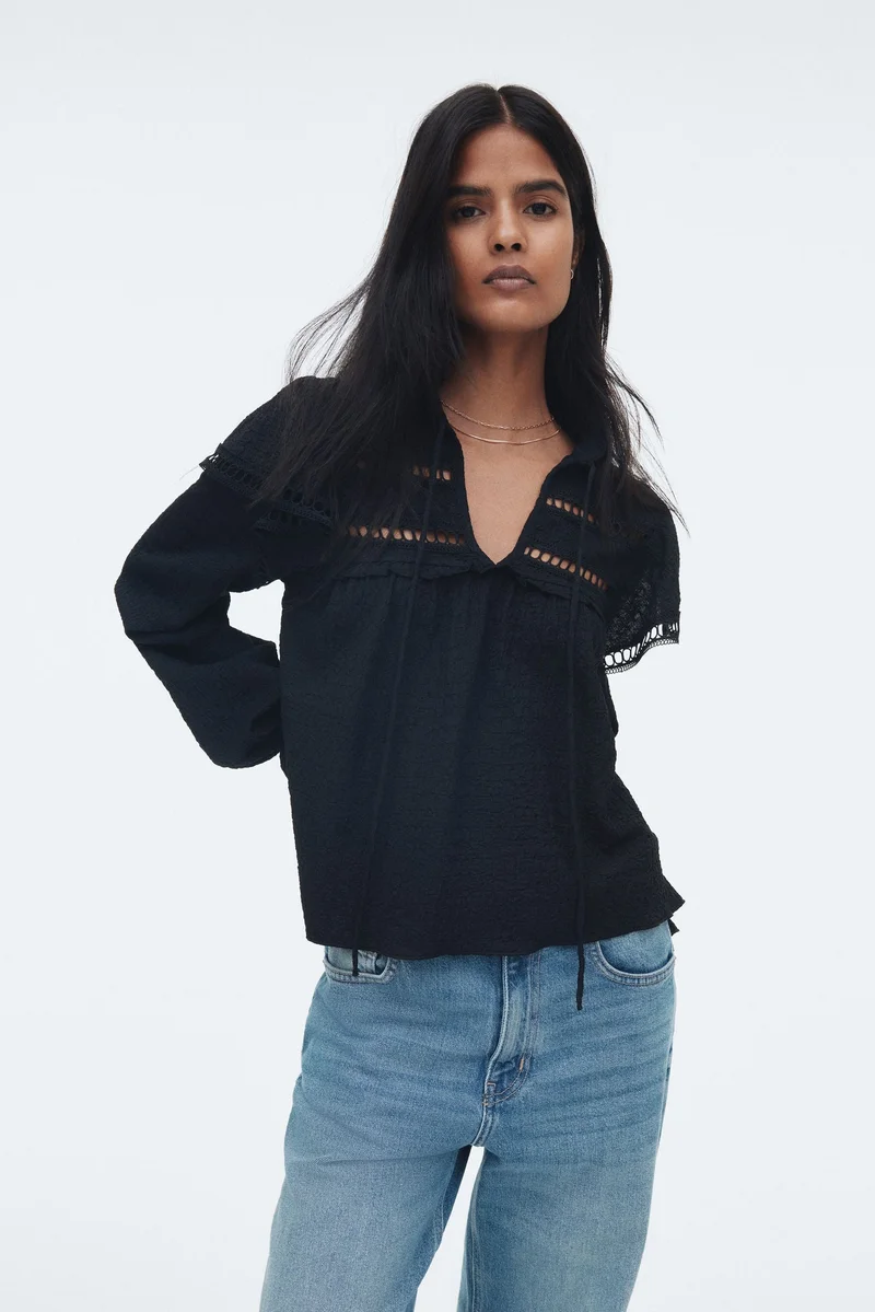 H&M Textured jersey blouse
