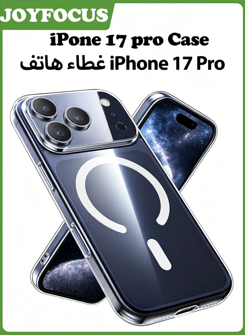 جوي فوكس جراب حماية لهاتف آيفون 17 برو، حماية معززة للكاميرا، متوافق مع ماج سيف، غطاء خلفي مطفي مقاوم للاصفرار، شفاف - Image 1