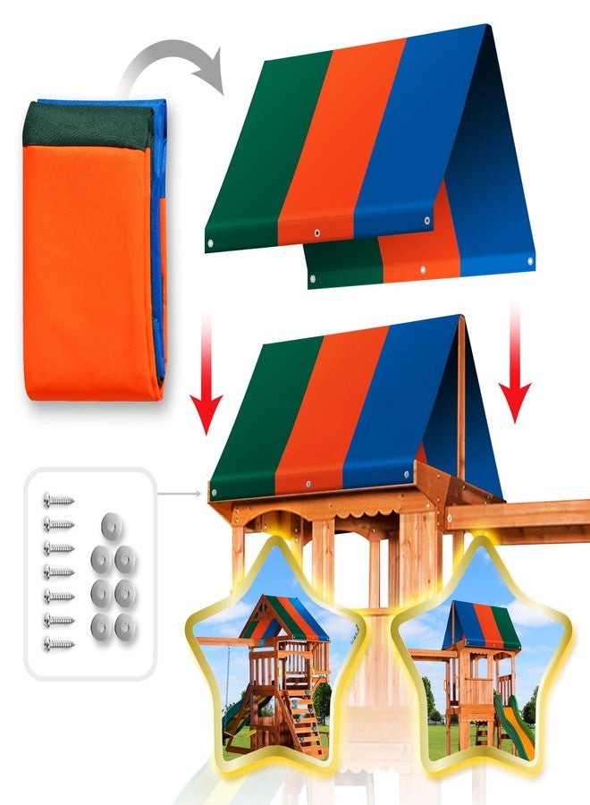 Strong Camel Replacement Swing Set Replacement Tarp for Backyard Wood Playset Swing Set -Only Backyard Playset Canopy Cover (Multicolor, 52" X 94") - Image 3