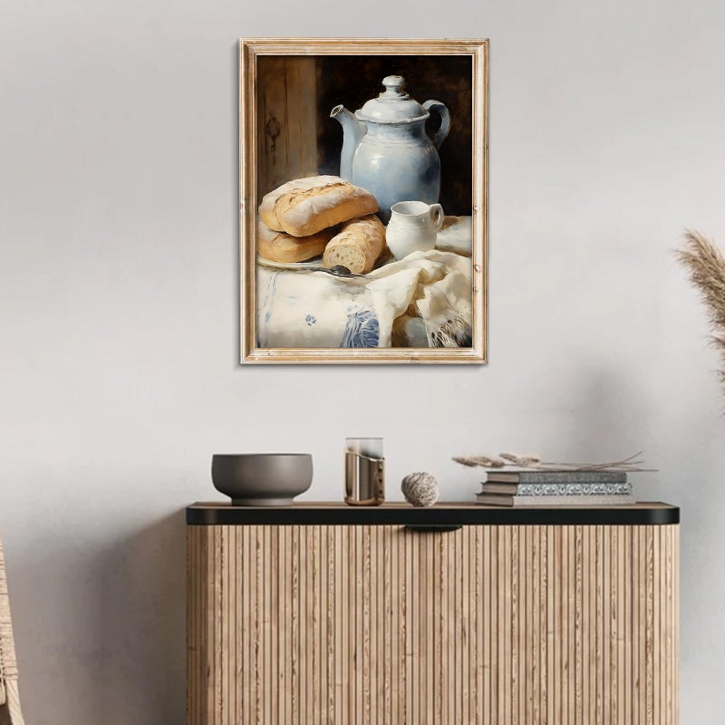 uniro Vintage Kitchen Wall Art Prints - Country Bread Canvas Wall Art Decor Rustic Farmhouse Wall Decor - Retro Jars White Tablecloth Wall Decor Painting Picture Aesthetic for Bedroom Kitchen Living Room Office (8" x 10"-UNFRAMED) - Image 5